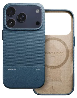 Image de Native Union, coque iPhone 17 Pro MagSafe résistante aux chocs, texture ReClassic série, bleue