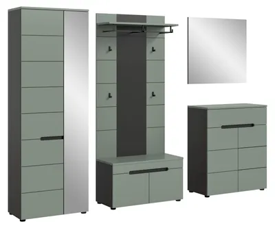 Produktbild von Garderoben-Set Canu 1 | Basalt grau / Smoke Green | 5-teilig