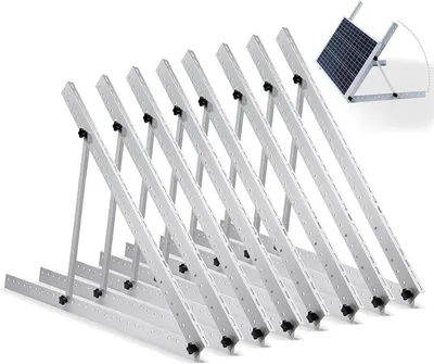 Image de 8 pièces 118 cm Support de centrale solaire pour balcon, support solaire pour toit plat, autonome, montage de module solaire, module PV, angle réglable 0-90