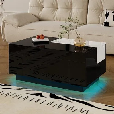 Obrázok produktu pre Čierny konferenčný stolík s LED osvetlením v 16 farbách