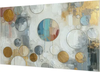Produktbild von Fototapete - Wandbilder für Wohnzimmer - 416x254 - Dekorative Wandfolie - Modernes Design für Wanddekoration - Tapeten für Innenräume - Geometrische Kreise