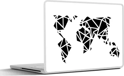 Produktbild von MuchoWow® Laptop Aufkleber Sticker Cover Weltkarte - Schwarz - Weiß - Abstrakt - Kind - Jungen - Mädchen 31x22.5 cm - Laptop-Deko