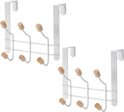 Produktbild von 2-Tür-Haken mit 6 Haken für Kleidung und Handtücher ohne Bohren