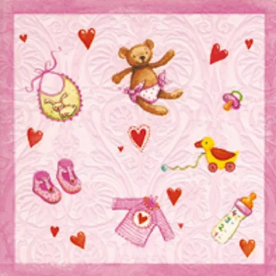 Produktbild von 16 LUNCH SERVIETTEN 33x33cm MOMENTS, geprägt. Baby rosa
