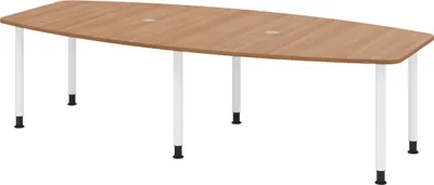 Produktbild von bümö Konferenztisch mittel KT28 - Nachbildung: Nussbaum, tischfuss: Füße in Weiß