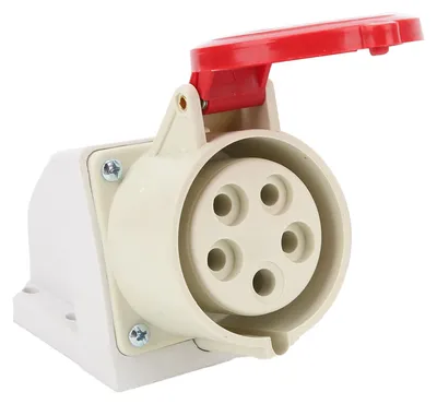 Zdjęcie produktu dla 32A 5-pinowe gniazdo przemysłowe 3-fazowe IP44 Wodoodporne izolowane montaż naścienny 380415V 3P+N+E