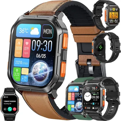 Produktbild von Herren Smartwatch mit Telefonfunktion,2,01 Zoll Touchscreen 5ATM Wasserdichtmit Blutdruckmessung SpO2 123 Sportmodi Fitness-Tracker für Android iOS
