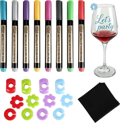Image de Marque-verres en silicone - Lot de 8 - Lavables