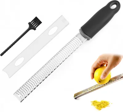 Zester-Raspel aus Edelstahl, fein, mit Fingerschutz