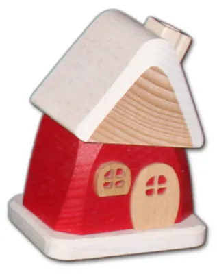 Produktbild von Holzwaren Egermann kleines Räucherhaus - erzgebirgische Räucherdeko aus Holz - 9cm - 918 rot