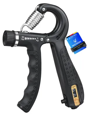Produktbild von Tragbarer Griffkrafttrainer, rutschfester Unterarmtrainer, verstellbar 5-60 kg, für Fitness und Fingertraining, schwarz