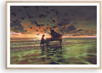 Produktbild von Gerahmtes Poster - Rahmen in heller Eiche - Klaviermusik - 100x70 cm - Wand Bild - Wanddeko - Wandbilder - Kunstposter - Wandposter - Bilderrahmen - Bilder - Kunstdruck - Wandbild - P2NAA100x70-3911