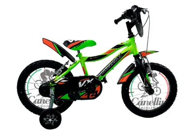 Image de Vélo enfant MTB Canellini VORTEX 14" - Vert/Noir/Orange