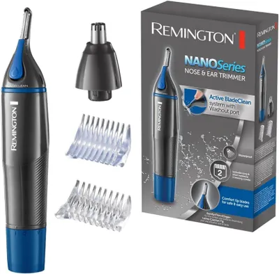 Produktbild von Remington Multi-Haarschneider NE3850 mit Nasen- und Ohrenhaartrimmer, Augenbrauenrasierer, 3 Aufsteckkämme, Rotationskopf, auswaschbar, NanoSilver
