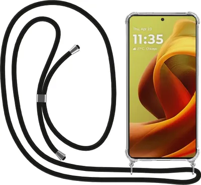 Obrázek produktu pro Smartphonica Pouzdro na telefon vhodné pro Motorola Moto G85 s kabelem a nárazníkem - pouzdro s kabelem na telefon - TPU zadní kryt Pouzdro odolné proti nárazu se šňůrkou na krk - průhledné