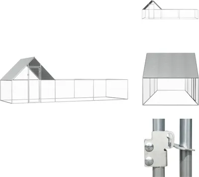 Zdjęcie produktu dla vidaXL Kurnik 6x2x2 m Stal ocynkowana - Siedliska i wybiegi dla małych zwierząt