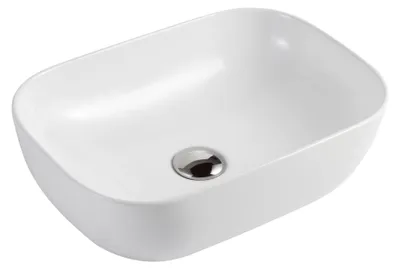 Obrázek produktu pro MUEBLES PITARCH - Zaoblené obdélníkové umyvadlo, bílá keramika, rozměry 14 x 46 cm