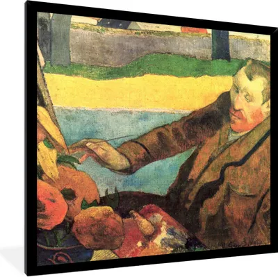 Produktbild von MuchoWow® Gerahmtes Poster Der Sonnenblumenmaler - Vincent van Gogh 40x40 cm - Poster mit Schwarzem Bilderrahmen Wandposter Rahmen Foto Bilder - Mit Rahmen - Wanddekoration Schlafzimmer
