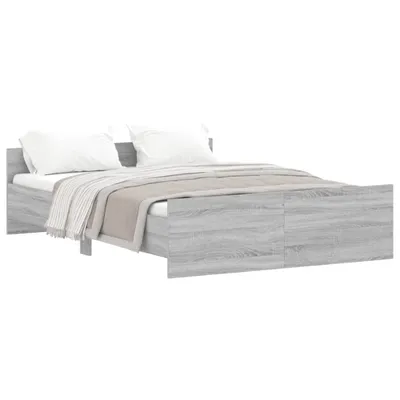 Image de vidaXL Cadre de lit avec tête et pied de lit Gris Sonoma 140x190 cm