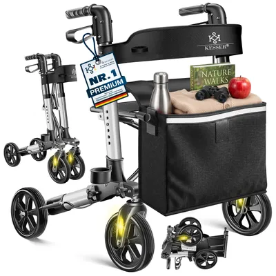 Produktbild von KESSER® Rollator Aluminium faltbar, höhenverstellbar & bis 136 kg belastbar