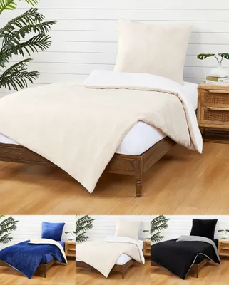 Produktbild von JACK Teddy Flausch 135x200cm Wende Bettwäsche Uni Plüsch Cashmere Touch Weiß Creme Blau Schwarz Grau Warm, Farbe:Creme/Weiß