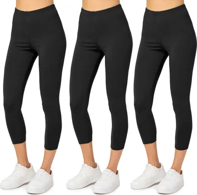 Produktbild von Merry Style Damen 3/4 Leggings aus Baumwolle (Schwarz/Schwarz/Schwarz, M) MS10-199