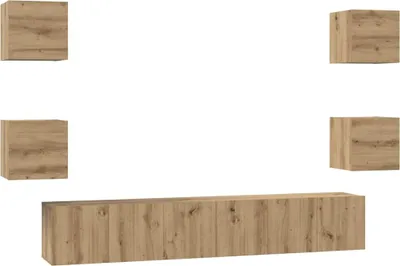 Immagine prodotto di vidaXL Set di mobili TV, 7 pezzi, in legno impiallacciato effetto noce artigianale