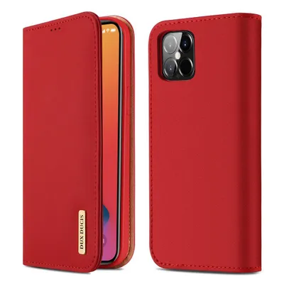 Produktbild von Dux Ducis Wish Series Echt Leder Flip Wallet für Apple iPhone 12 Pro Max, rot
