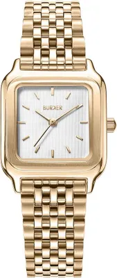 Zdjęcie produktu dla Zegarek damski BURKER Macy z bransoletą z ogniw - Białe złoto - 33 mm