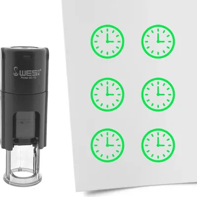 Immagine prodotto di Orologio con timbro CombiCraft, inchiostro verde rotondo da 10 mm, per 1 pezzo
