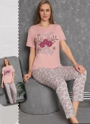 Produktbild von Damen Pyjama Schlafanzug Hellrosa M Kurz 2-Teiler Set C-82