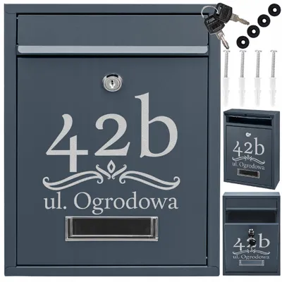 Obrázek produktu pro Antracitová Poštovní Schránka Na Dopisy S Vzorem