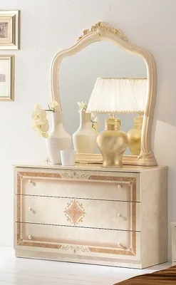 Produktbild von Barock Kommode und Spiegel Luisa in Beige / Walnuss