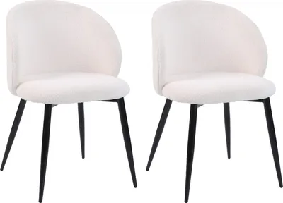 Image de Chaises Mobili Rebecca Karamu 81x54x56 Tissu Teddy Métal Crème Noir Moderne SET 2 pièces Partiellement monté