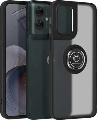 Image de Avizar, coque pour téléphone portable Motorola Moto G55 anneau métallique, support vidéo, noir