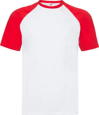 Immagine prodotto di Fruit of the Loom - T-Shirt für Herren/Damen Unisex - Baseball PC5796 (L) (Weiß/Rot)