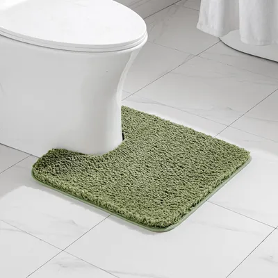 Zdjęcie produktu dla Mata pod prysznic/wanna, kształt U, antypoślizgowa, oliwkowa, 50x50 cm, wykonana z mikrofibry, dobrze chłonna, można prać w pralce
