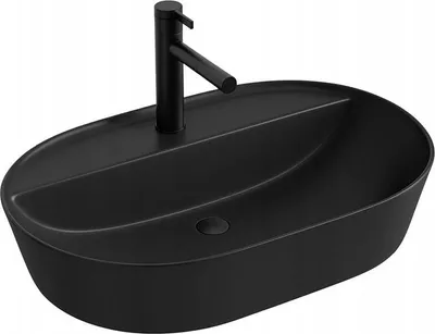 Obrázek produktu pro Keramické umyvadlo na desku černé s otvorem velkým 60 cm