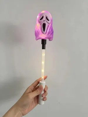Produktbild von Halloween-Geister-Leuchtstab, 32–40 cm, 10 LEDs, 3 Lichtmodi, batteriebetrieben – Lila