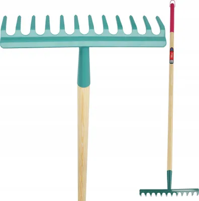 Produktbild von KADAX Rechen, Harke für Damen, flache Harke mit langem Stiel, Rasenrechen für Garten