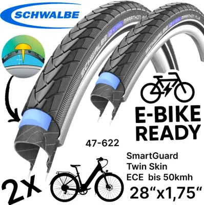 Produktbild von 2x Schwalbe Marathon Plus 28x1.75 SmartGuard City/E 47-622