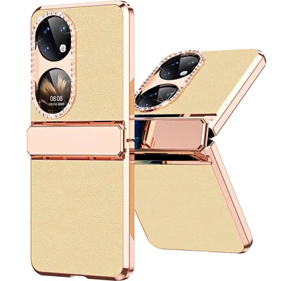 Obrázek produktu pro Pouzdro pro Huawei P50 Pocket lesklé a diamantovým galvanizované kryt s ochranou pantu Zlato