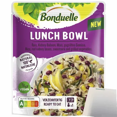 Produktbild von Bonduelle Lunch Bowl Reis (250g Beutel) + usy Block