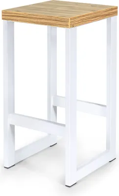 Produktbild von Barová stolička Bistro Stool Industrial Design Loft Steel Restaurant Solid H 60 cm (dub, biela)