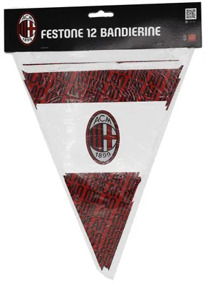 Papiergirlande Milan, 3,2 m, rot-schwarz, für Fußballfans