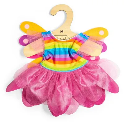 Productafbeelding van BigJigs Regenboogelfenjurk voor poppen, maat M - Set poppenkleding