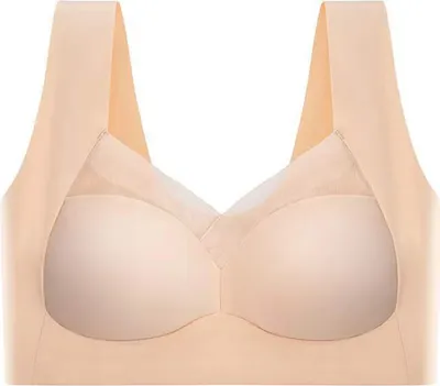 Produktbild von Bügelloser Push-Up-BH, Übergröße, natürlicher Lift, nahtlose elastische Träger, drahtlos, dünn, volle Abdeckung, Stütz-BH, Sport-BH für den Alltag