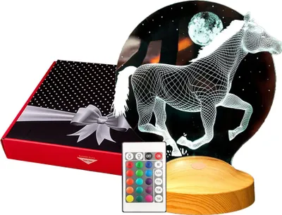 Produktbild von Geschenkelampe LED Nachttischlampe Pferd 3D Nachtlicht für Reiterin und Reiter und Pferdeliebhaber