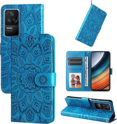 Produktbild von Mobigear Sunflower  POCO F4 Hülle Klapphülle Geldbörse - Blau