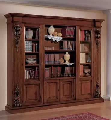 Immagine prodotto di Grande libreria marrone Vetrina Armadio in legno Mobili in legno massiccio
